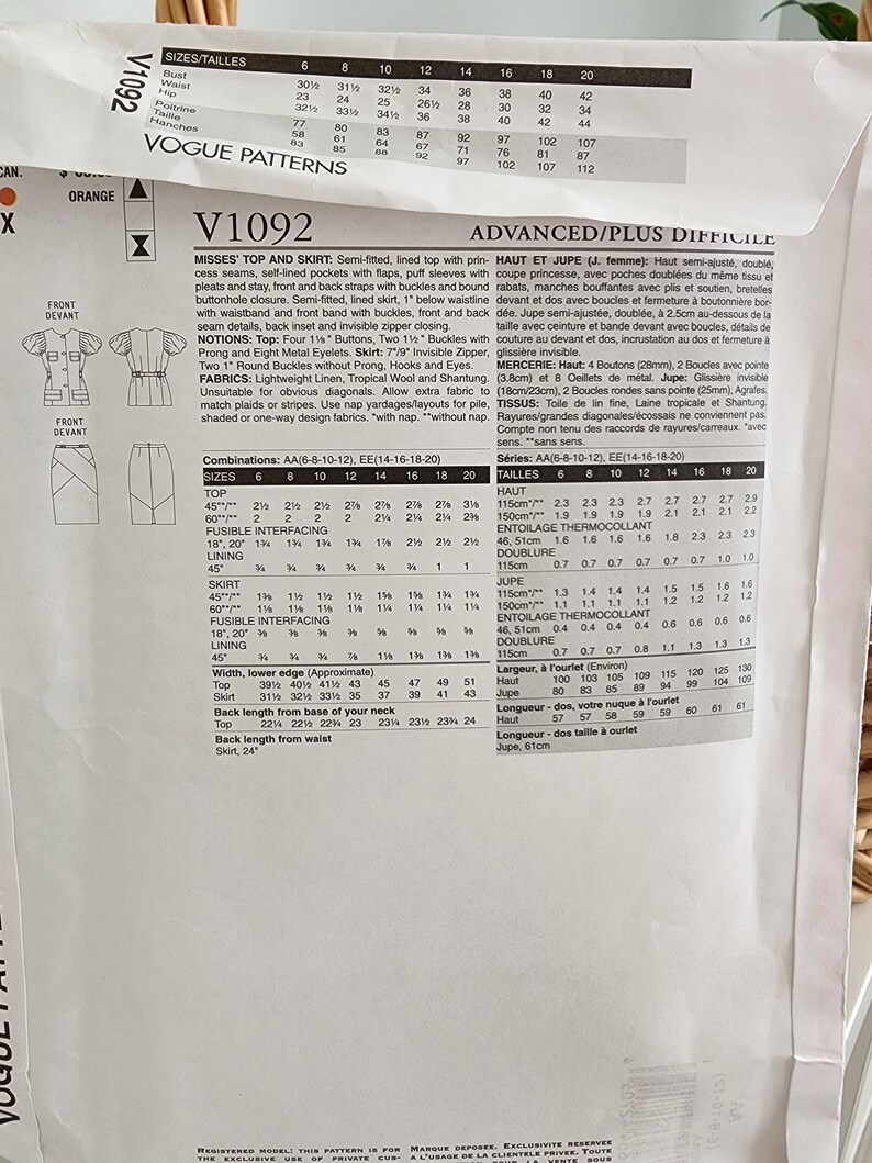 Sewing Pattern # V1092 Vogue: Tracy Reese - Etsy