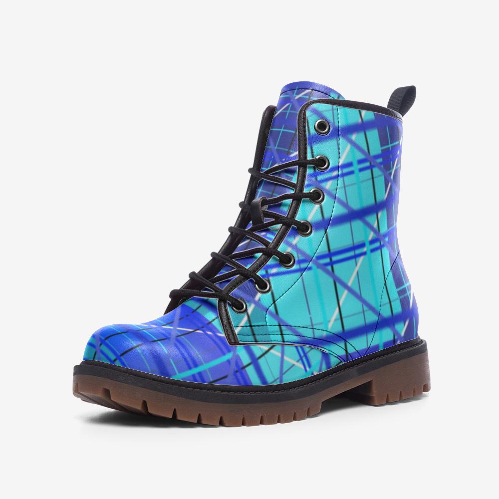 Combat Boots Neon Blue Boots Hornik Neon Blue Lace-up Ankle Boot