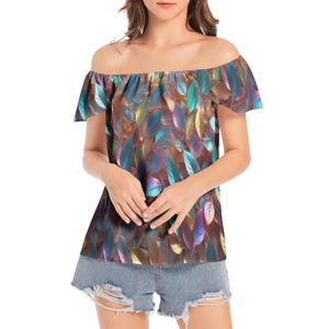 Vibrant Translucent Shine-Women&#39;s Off The Shoulder Top