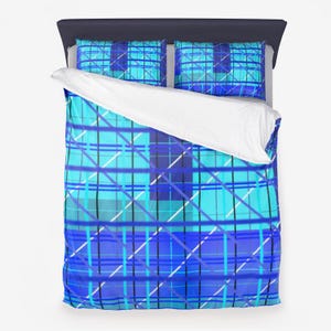 Blue Window Design Microfiber Duvet Cover | Soft & Cozy Bedding Set for a Stylish Bedroom Decor