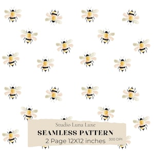 Naadloos patroon aquarel bij, Cottagecore Honey Bee digitaal papier, stofontwerp voor de kinderkamer