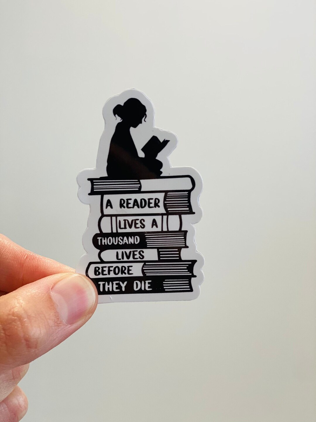 Black Bookstack Sticker, Reading Quote, Artist Sticker, Laptop Vinyl