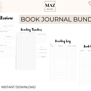 Elegantes Buchlesejournal, Lesetracker, Lesetagebuch, Wunschliste, Printable, Tracker, Buchplaner.