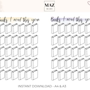 Books I read this year list, book reading tracker, instant download, two sizes with the download