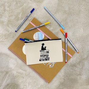 Book Stack Canvas Pencil Case: Bookish Stationery Pouch
