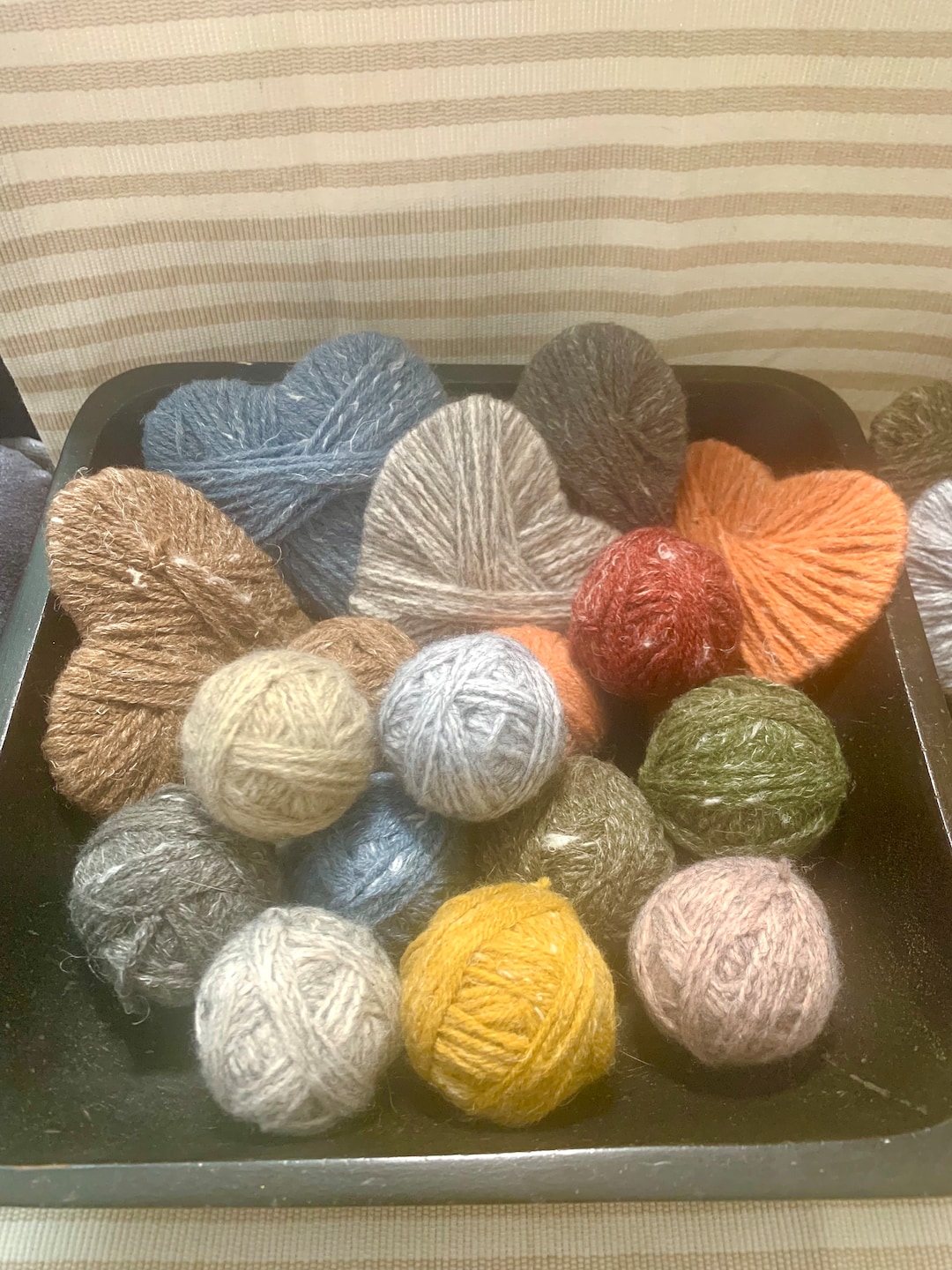 Rustic Yarn Balls Rustic Yarn Hearts Rustic Yarn Decor Etsy