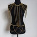 Golden Body Chain/Body Strap/Dancer Costume/Chain Dress/Festival Body Jewelry/Bra/ 