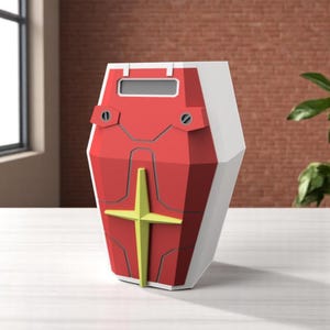 Caja de mazo con escudo inspirado en Gundam / Almacenamiento de comandante estilo RX-78 para cartas MTG y TCG - Caja de mazo con escudo mecha - Estuche de comandante Gundam