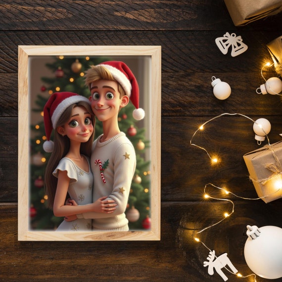 Custom Cartoon Style Christmas Portraits - Personalized Cartoon Family & Couple Illustrations - Cartoon Portrait - Digital Drawings