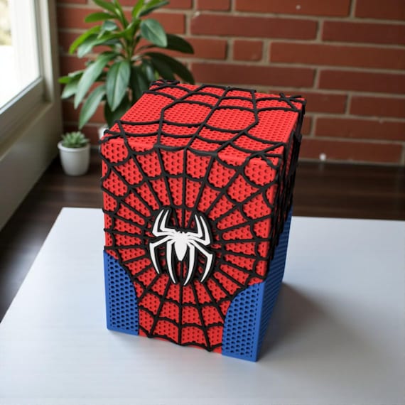 Web Hero-Inspired 3D Printed Deck Box: Magnetic Closure TCG Storage | Classic Square Design