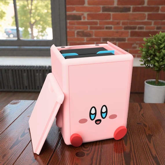Pink Puff Deck Box – Kawaii TCG Card Holder with Interchangeable Faces – 3D Printed Storage
