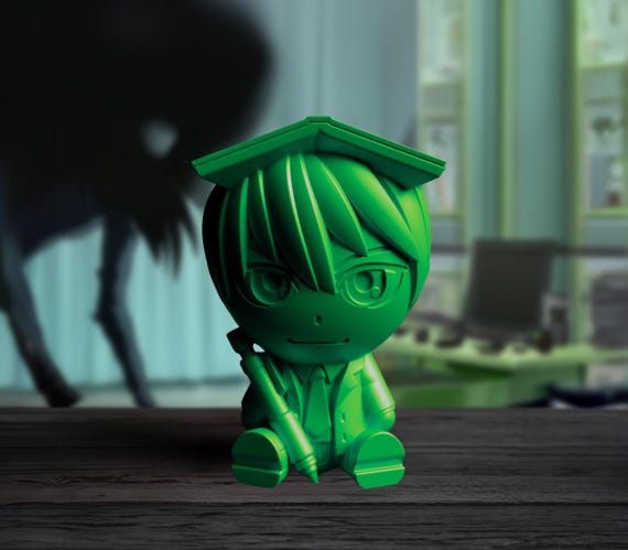 Chibi Light Yagami Anime Figure - 3D Printed Genius Strategist Figure – Highly Detailed Anime-Inspired Collectible