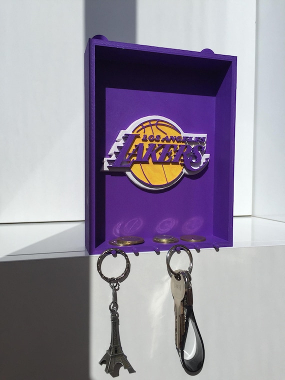 Purple & Gold Basketball Key Holder – 3D Printed Wall Art for Basketball Fans – 3D Printed Basketball Decor for Sports Lovers