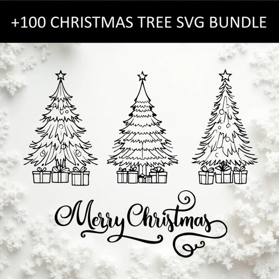 107 Christmas Tree SVG Bundle | Christmas Tree Outlines, Ornaments, ClipArt, PNG | Digital for Cricut & Silhouette | Christmas Tree Svg