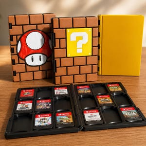 Estojo para cartuchos de jogos do Nintendo Switch | Porta-cartuchos inspirado em jogos de plataforma retrô | 2 variações de design | Caixa organizadora para jogos