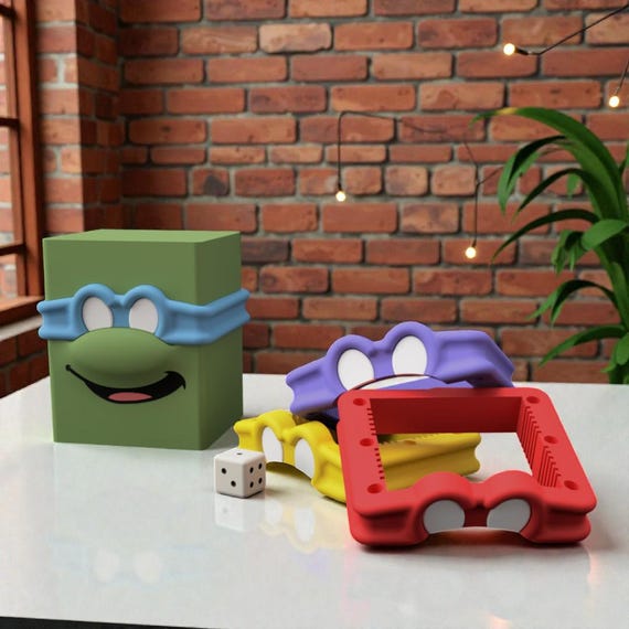 Mutant Turtle Heroes-Inspired 3D Printed Deck Box: Multicolor Mask Card Storage Box