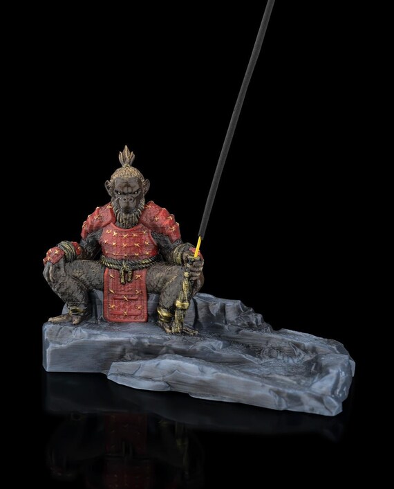 Wukong Incense Holder – 3D Printed Monkey King Stick Incense Burner – Zen Home Decor