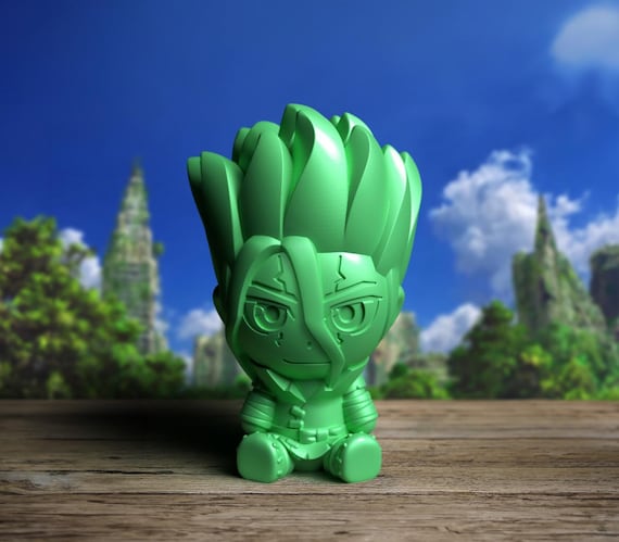 Chibi Senku Anime Figure - 3D Printed Science Prodigy Figure – Highly Detailed Anime-Inspired Collectible