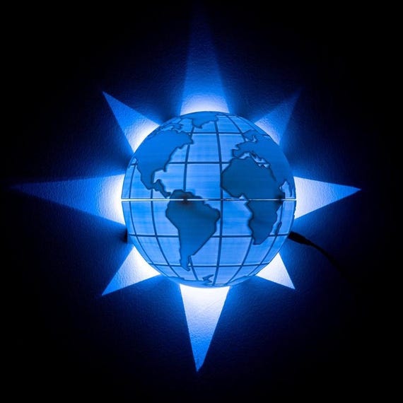 Exploration Globe Wall Light – 3D Printed World Map Night Light – Travel-Inspired Wall Lamp for Kids Room Nursery or Study Room - World Lamp