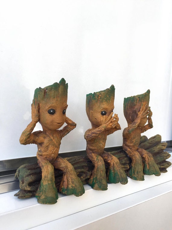 Wise Tree Guardians – See No Evil, Hear No Evil, Speak No Evil - Guardians Desk Figure – 3D Printed Fantasy Plant Decor for Nature Lovers