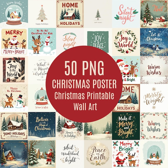 Cozy Winter Village Printable Wall Art | Retro Wall Art | Cute Christmas Decor for the Holiday Season | Hello December Print