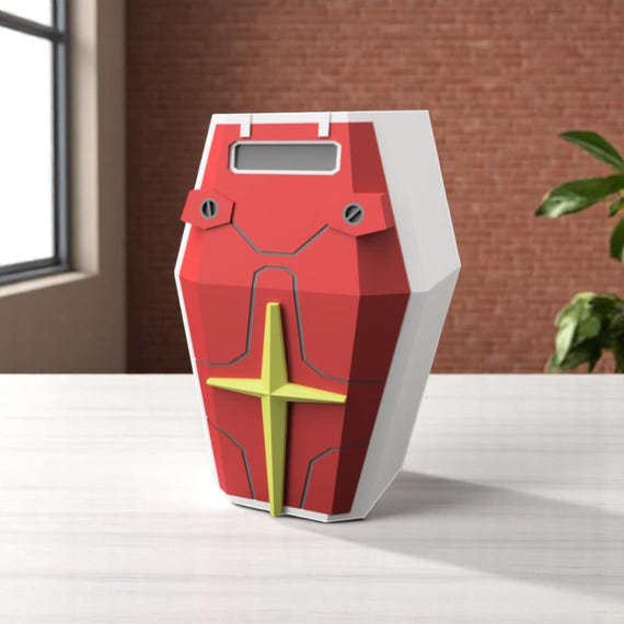 Gundam - Inspired Shield Deck Box  | RX-78 Style Commander Storage for MTG & TCG Cards  - Mecha Shield Deck Box -  Gundam Commander Case