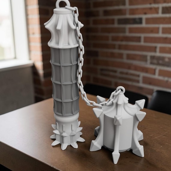 Dark Flail Deck Box – Fantasy Mace TCG Card Case Playmat Holder, 3D Printed Storage