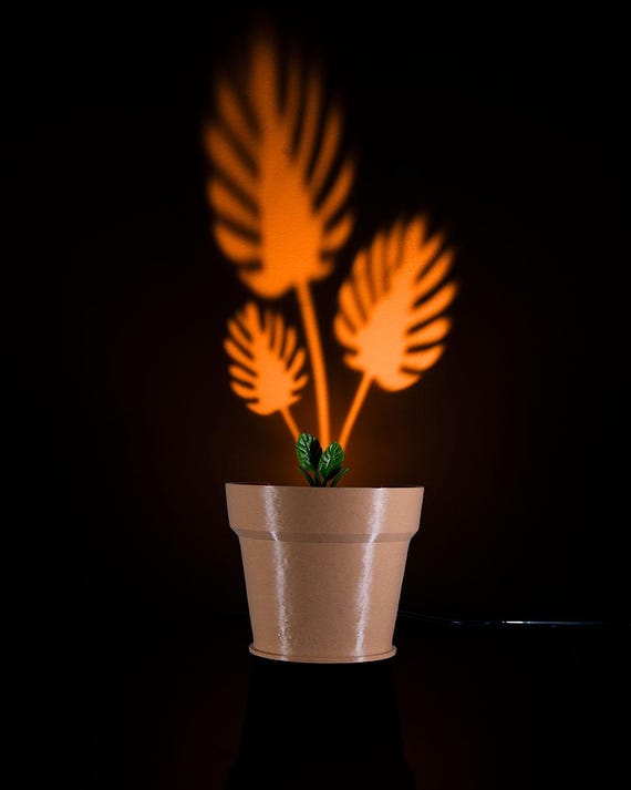 Monstera Leaf Vase Wall Light – 3D Printed Botanical Night Lamp for Plant Lovers & Home Decor - Unique Plant Lamp Gift