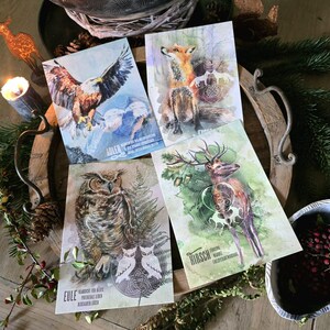 Power animal cards - owl - eagle - deer - fox