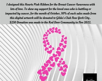 Hearts Pink Ribbon, Original and Special Design for Oct Breast Cancer Awareness,Download this to show your support.