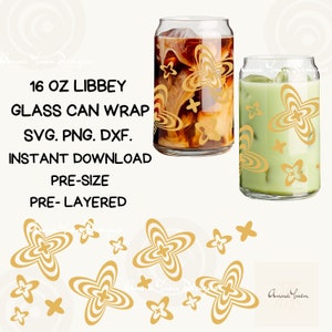 Optical Illusion Flower SVG: Libbey Glass Can Wrap Template (Digital Download)