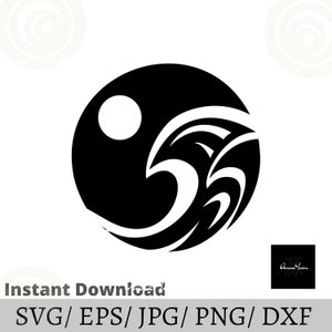 Moon Waves SVG: T-Shirt Design Cut File (Digital Download)