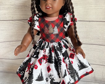 Buffalo Plaid Christmas Dress for 18" Doll