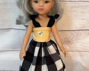 Black & White Checkered Dress for 13 Inch Doll