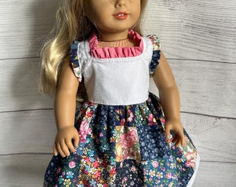 Pink & Blue Handmade Patchwork Dress for 18" Doll