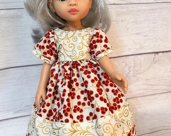 Winter Berry Christmas Dress for 13 inch Doll
