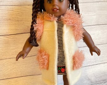 Doll Vest - Pink & Cream Sherpa Vest for 18in AG Doll