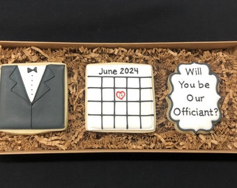 Officiant Proposal Cookie Gift Set- 3 Cookies - Item SHIPS in 3-5 business days, please read ALL listing details BEFORE ordering!