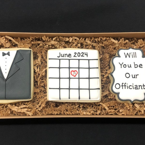 Officiant Proposal Cookie Gift Set- 3 Cookies - Item SHIPS in 3-5 business days, please read ALL listing details BEFORE ordering!