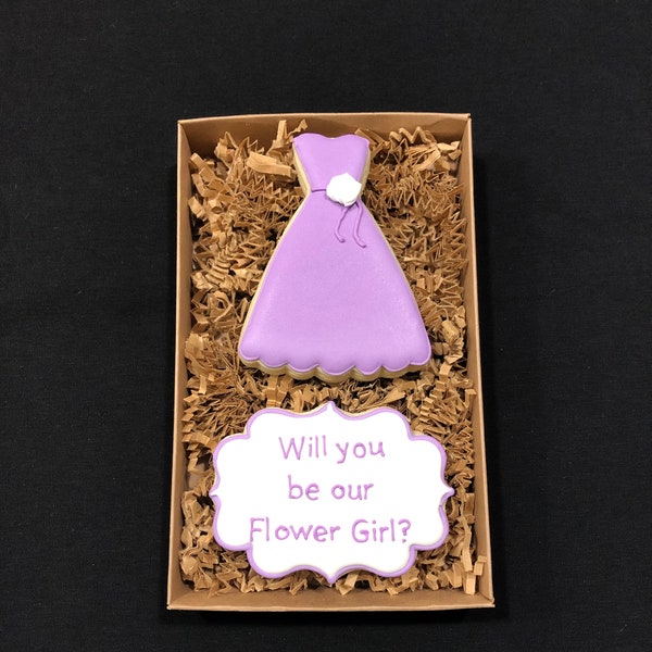 Flower Girl Proposal Cookie Gift Set- 2 Cookies - Item SHIPS in 3-5 business days, please read ALL listing details BEFORE ordering!