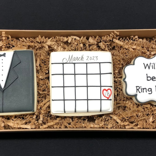 Ring Bearer Proposal Cookie Gift Set- 3 Cookies - Item SHIPS in 3-5 business days, please read ALL listing details BEFORE ordering!