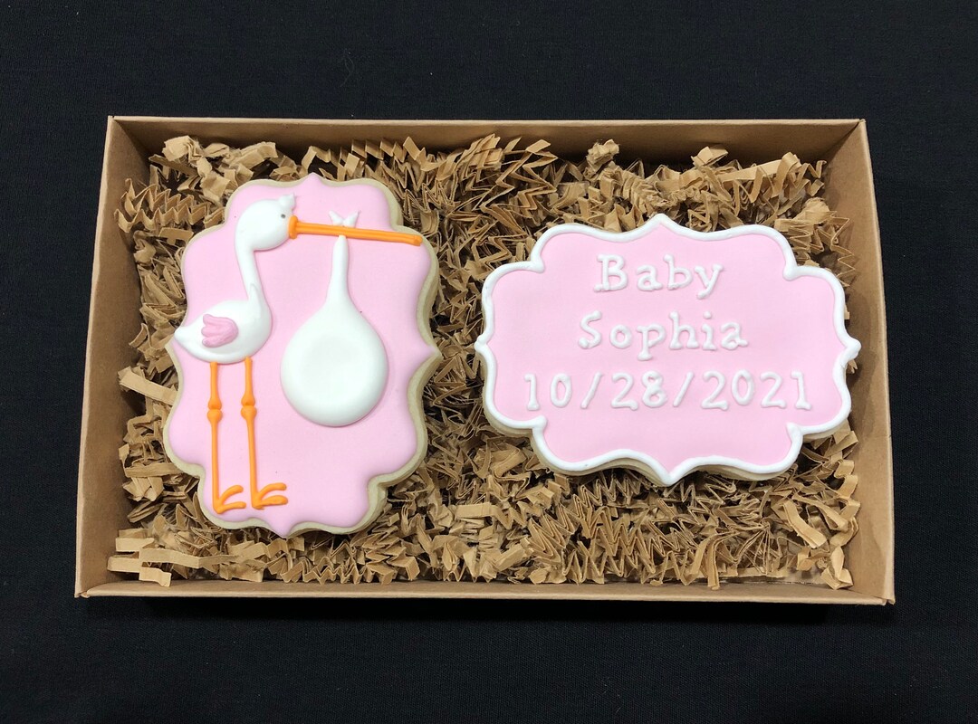 Birth Announcement Cookie Gift Set 2 Cookies Item SHIPS in 35 Business