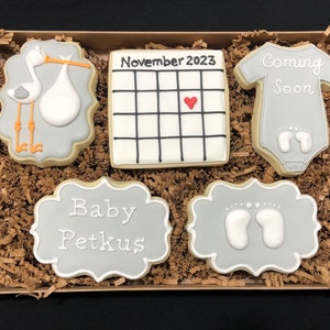 Baby Announcement Cookie Gift Set- 5 Cookies - Item SHIPS in 3-5 business days, please read ALL listing details BEFORE ordering!