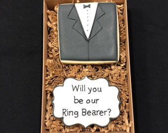 Ring Bearer Proposal Cookie Gift Set- 2 Cookies - Item SHIPS in 3-5 business days, please read ALL listing details BEFORE ordering!