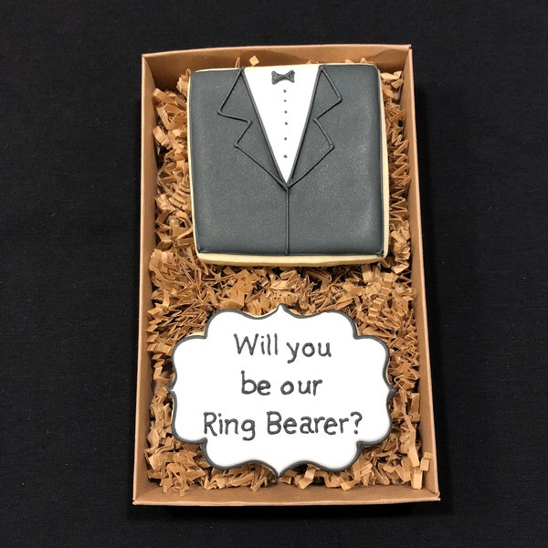 Ring Bearer Proposal Cookie Gift Set- 2 Cookies - Item SHIPS in 3-5 business days, please read ALL listing details BEFORE ordering!