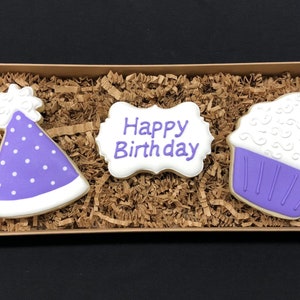 Birthday Cookie Gift Set- 3 Cookies - Item SHIPS in 3-5 business days, please read ALL listing details BEFORE ordering!