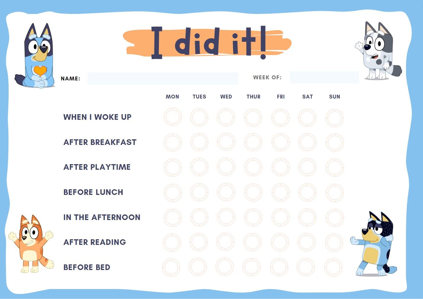 Bluey Toilet Chart Printable Training Prize Sticker Chart for - Etsy ...