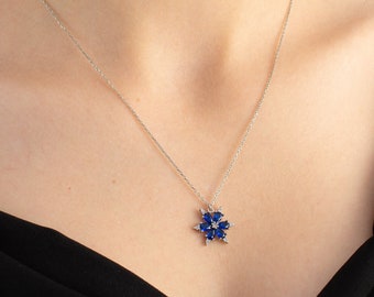 September Birthstone, Birthstone Necklace, Floral Necklace, Cz Birthstone Pendant, Bridesmaid Necklace, September Birthday, Flower Necklace