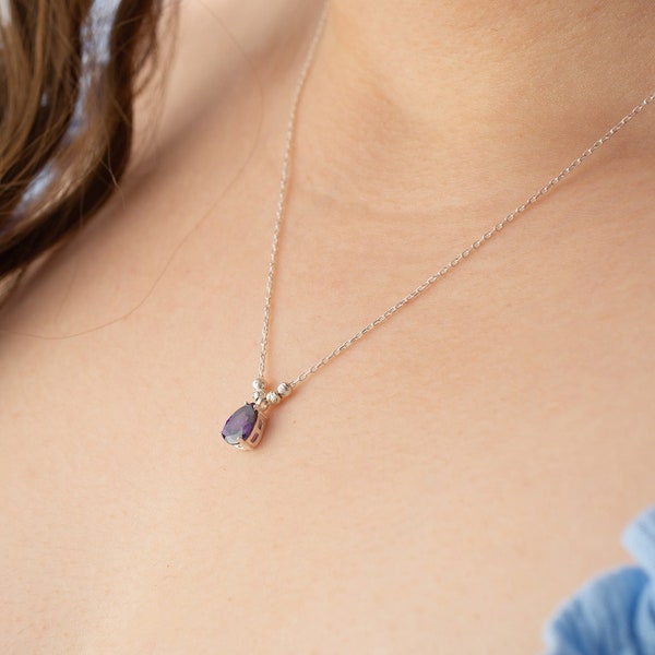 Februari Birthstone, Teardrop ketting, Amethist ketting, ketting voor vrouwen, Birthstone ketting, februari verjaardag, Birthstone sieraden