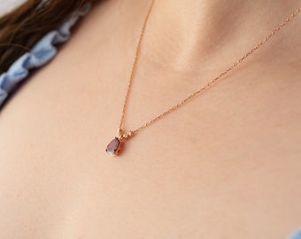 January Birthstone Necklace, Teardrop Necklace, Silver Birthday Necklace, Birthday Gift Necklace, CZ Birthstone Necklace, BirthStone Pendant